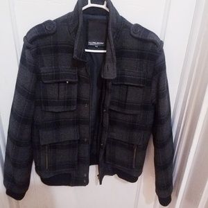 Projek Raw Plaid Grey and Black Bomber Winter Coat